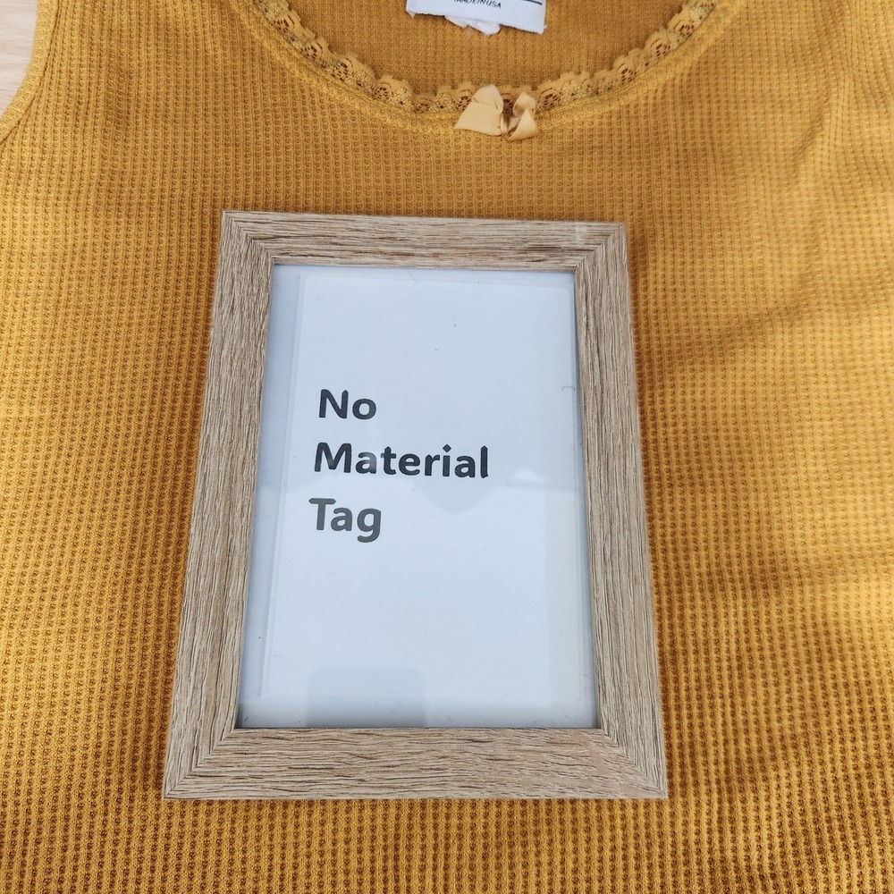 J.E. Sportswear Inc Womens 1X Waffle Knit Tank Top Mustard Yellow Lace Trim USA - Picture 6 of 7